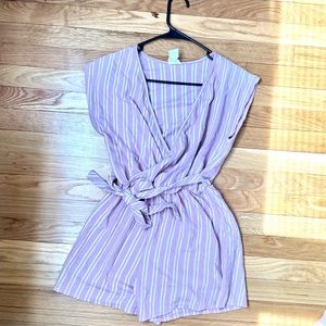 Womens Pink and White Striped Cotten Romper Size Small